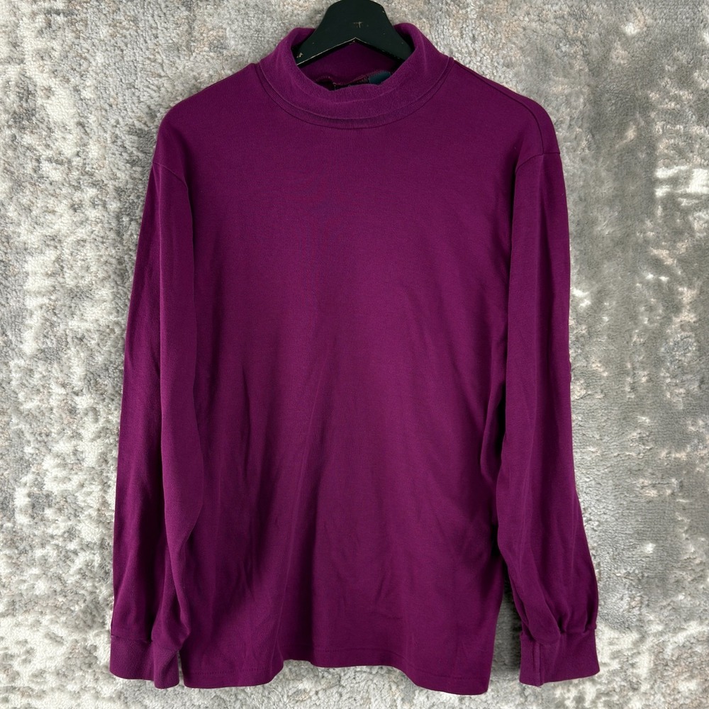 Woolrich Size XL Minimalist Basic Mock Neck‎ Top Purple Long Sleeve Pullover USA